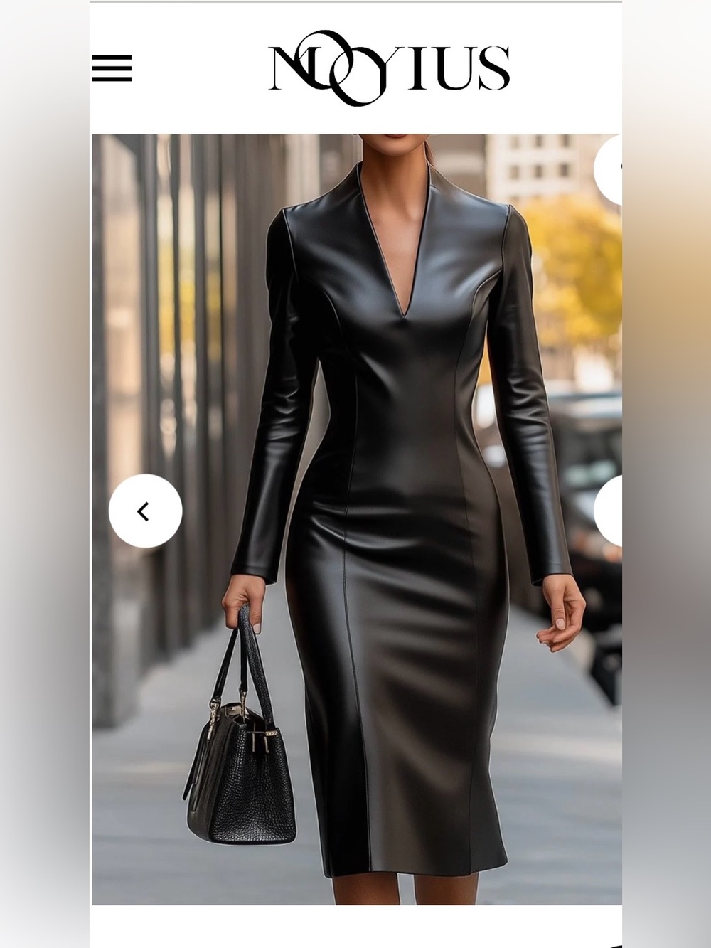 New NOOYIUS Blk faux leather long sleeve bodycon dress